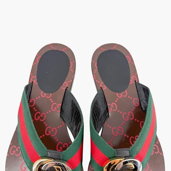 Gucci Kika Red Interlocking GG Thong Flip Flop Sandals Flat Size 39 US 9 Women's - Picture 5 of 14